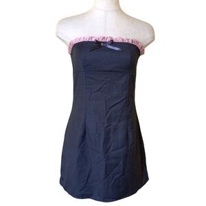 Finesse Strapless Mini Dress XS Charcoal Grey with Pink Trim